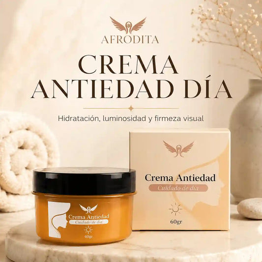 Afrodita Crema Antiedad Día- Hidratación, luminosidad y firmeza visual en un solo paso.