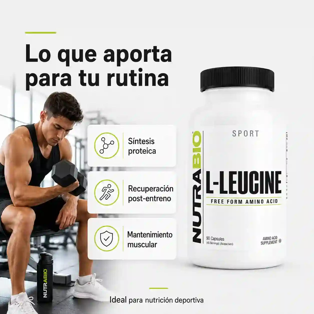 ReBuild by NutraBio L-LEUCINE | Entrena fuerte. Recupérate para seguir creciendo.