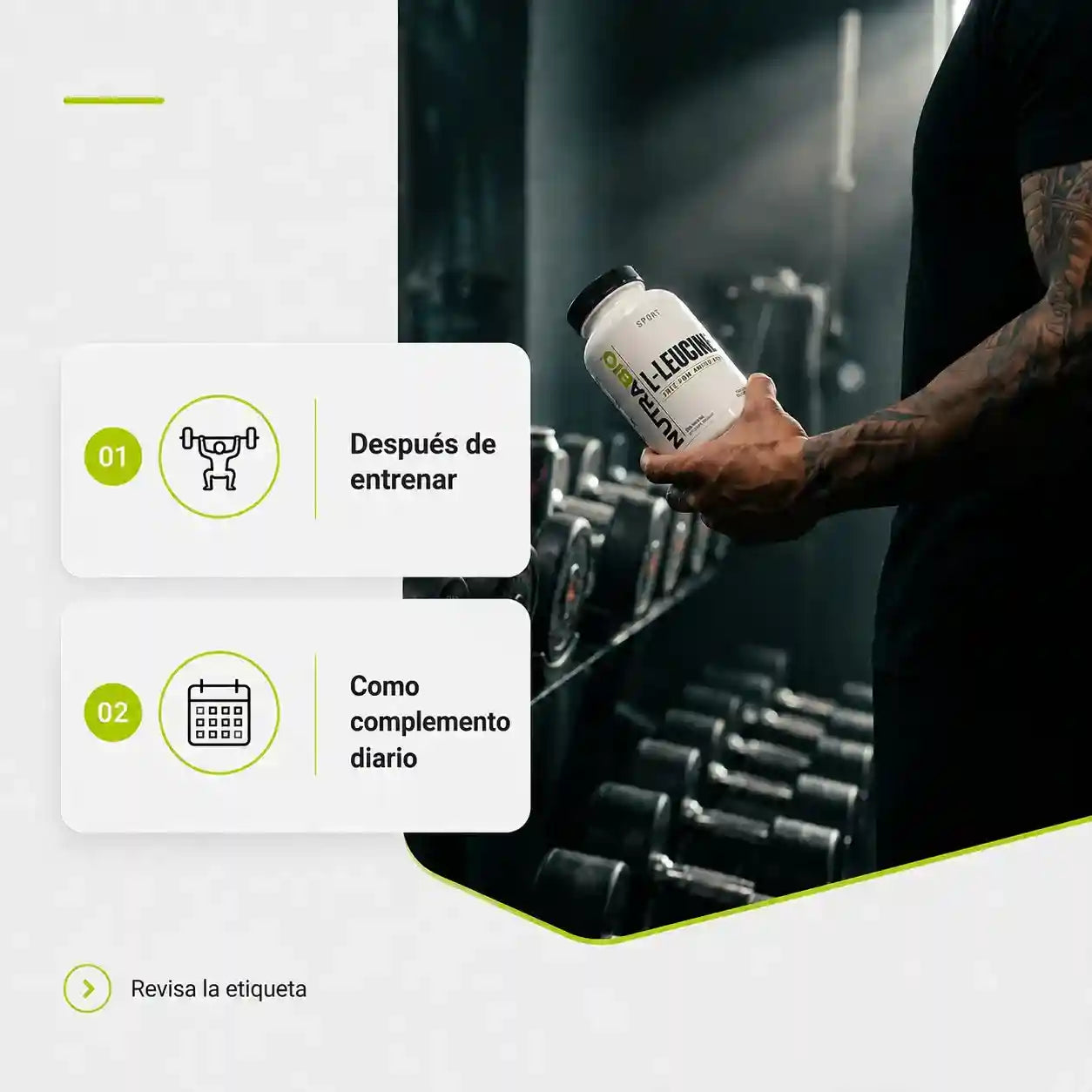ReBuild by NutraBio L-LEUCINE | Entrena fuerte. Recupérate para seguir creciendo.