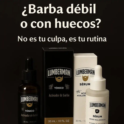 KIT LUMBERMAN FULL BARBA: Tónico Activador de Barba + Serum Hidratación Profunda