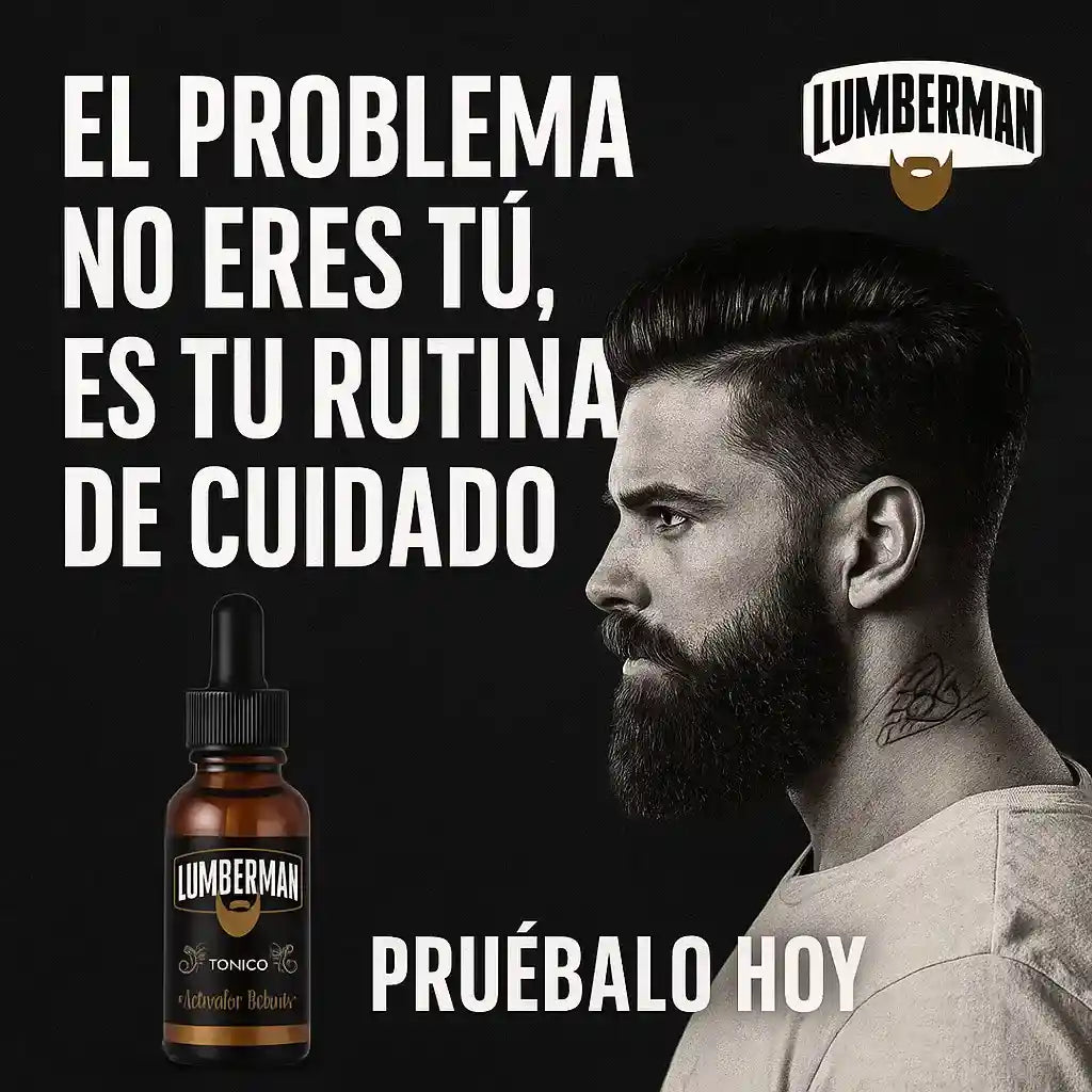 KIT LUMBERMAN FULL BARBA: Tónico Activador de Barba + Serum Hidratación Profunda