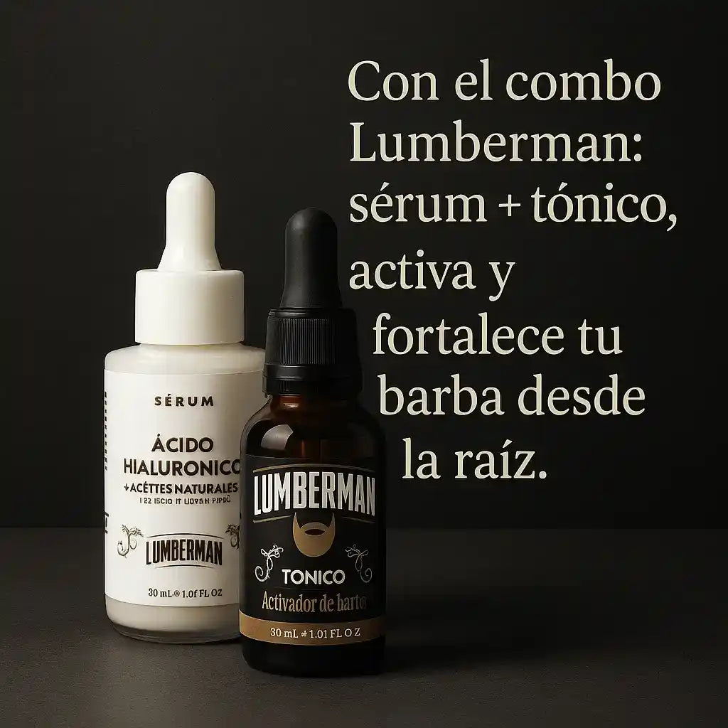 KIT LUMBERMAN FULL BARBA: Tónico Activador de Barba + Serum Hidratación Profunda